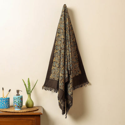 Brown - Block Print Cotton Ajrakh Handloom Towel