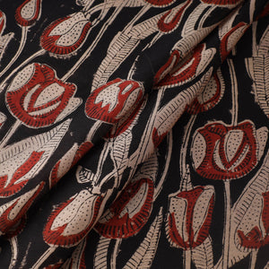 Black - Ajrakh Dabu Bagru Block Print Chanderi Silk Fabric 15