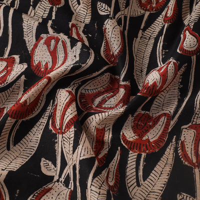 Black - Ajrakh Dabu Bagru Block Print Chanderi Silk Fabric 15