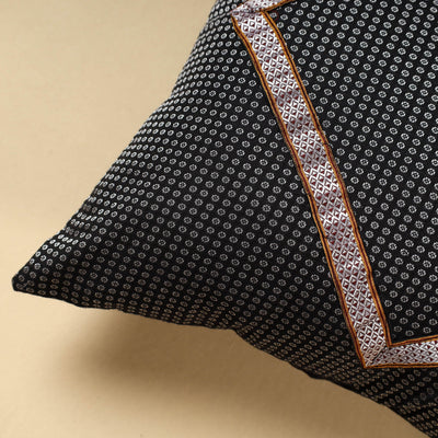 Black - Khun Weave Cotton Cushion Cover (16 x 16 in)
