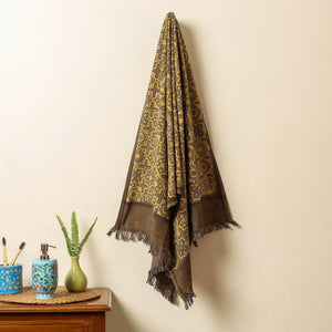 Brown - Block Print Cotton Ajrakh Handloom Towel