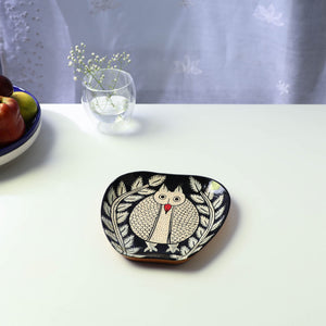Black - Traditional Pattachitra Hand Painted Akashmoni Wooden Tray (7 x 6 in) 19