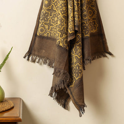 Brown - Block Print Cotton Ajrakh Handloom Towel