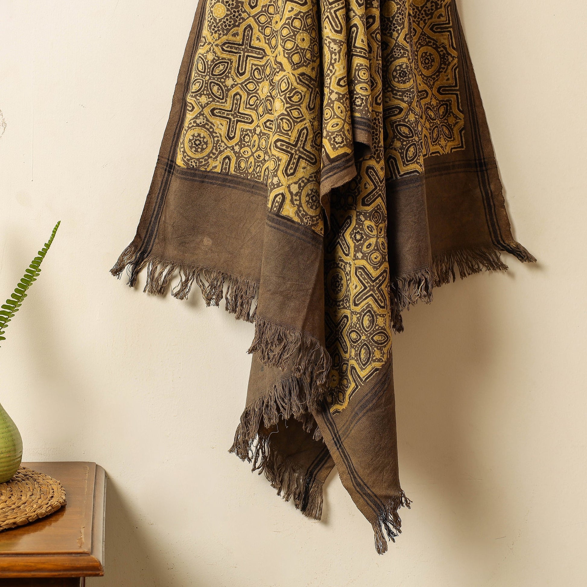 Brown - Block Print Cotton Ajrakh Handloom Towel
