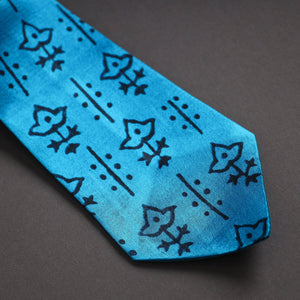 Block Printed Mashru Silk Handmade Necktie for Men