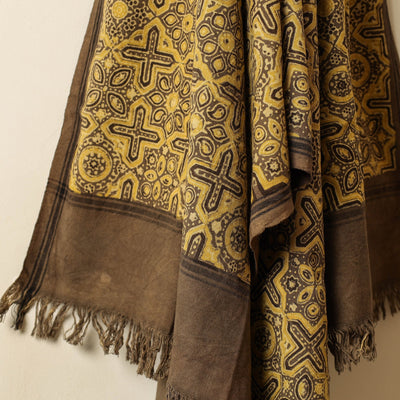 Brown - Block Print Cotton Ajrakh Handloom Towel