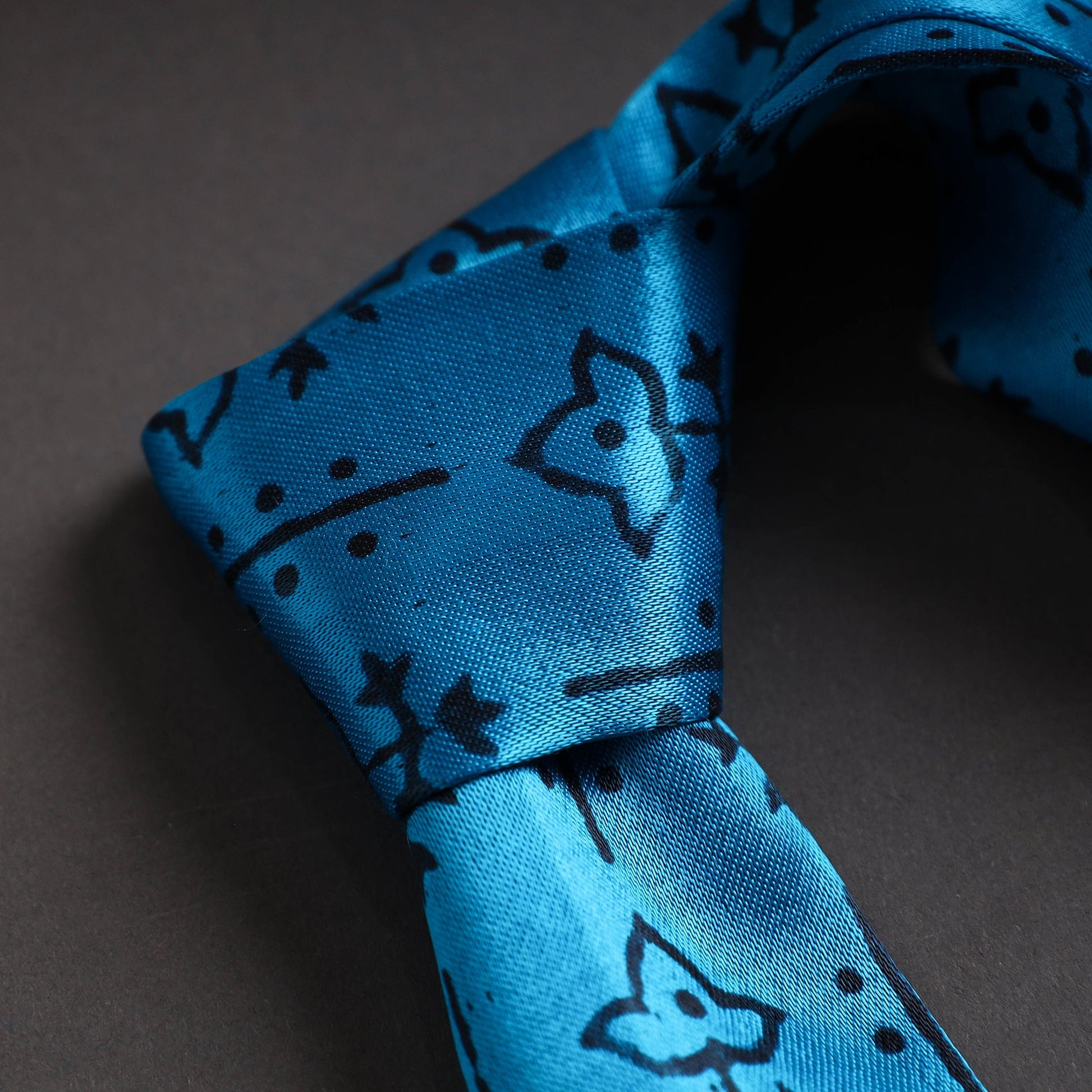 Block Printed Mashru Silk Handmade Necktie for Men