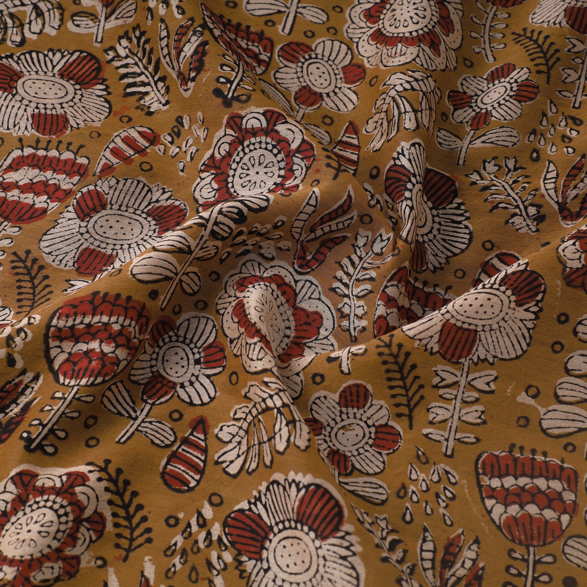Brown - Ajrakh Dabu Bagru Block Print Chanderi Silk Fabric 16