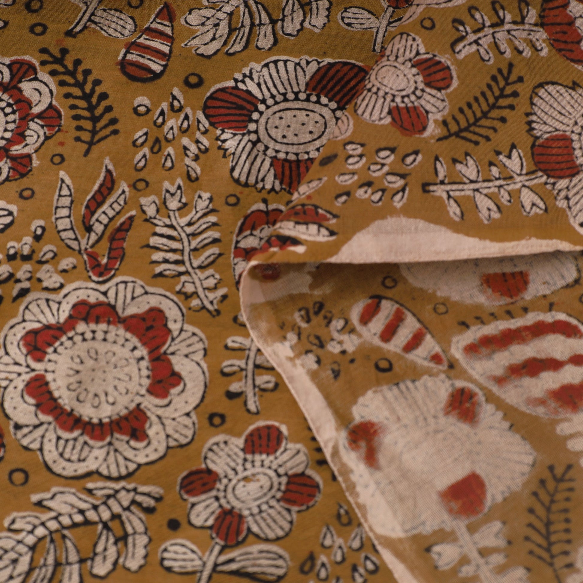 Brown - Ajrakh Dabu Bagru Block Print Chanderi Silk Fabric 16