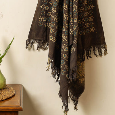 Brown - Block Print Cotton Ajrakh Handloom Towel