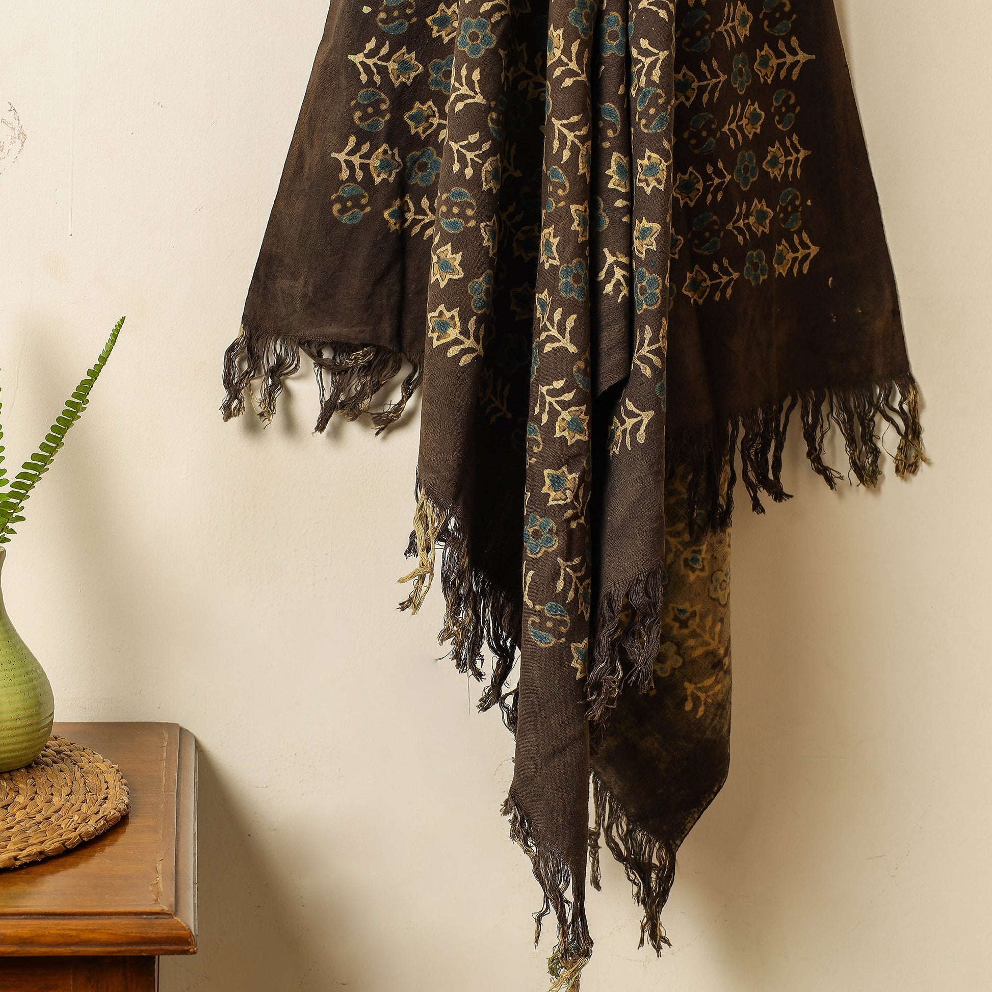 Brown - Block Print Cotton Ajrakh Handloom Towel