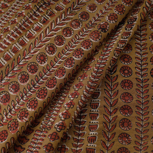 Brown - Ajrakh Dabu Bagru Block Print Chanderi Silk Fabric 17
