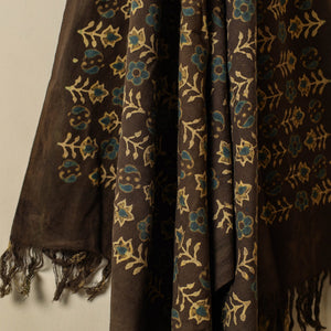 Brown - Block Print Cotton Ajrakh Handloom Towel