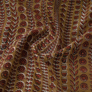 Brown - Ajrakh Dabu Bagru Block Print Chanderi Silk Fabric 17