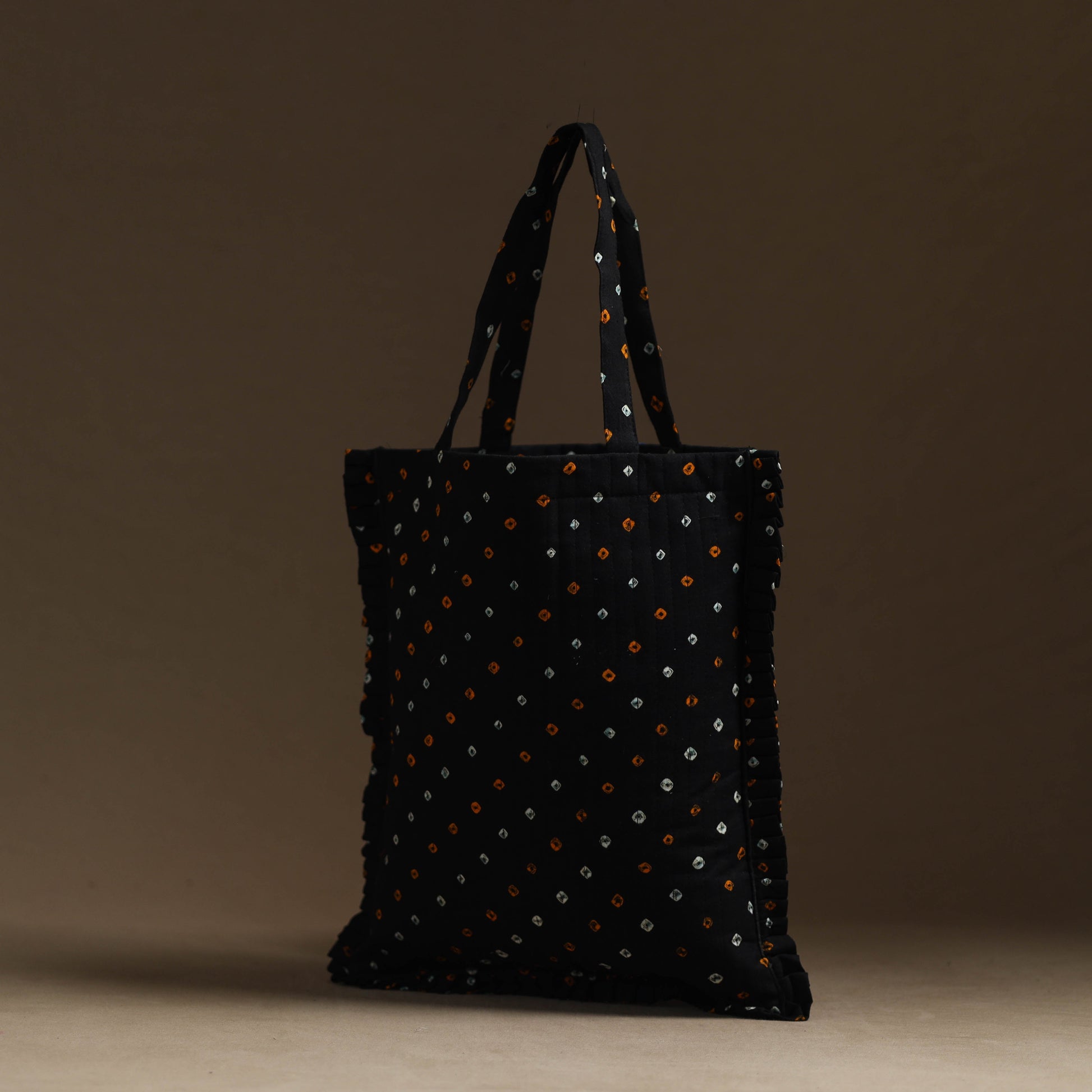 Black - Handcrafted Cotton Frill Jhola Bag 25