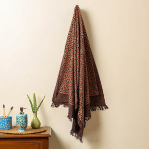 Brown - Block Print Cotton Ajrakh Handloom Towel