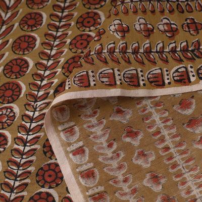 Brown - Ajrakh Dabu Bagru Block Print Chanderi Silk Fabric 17