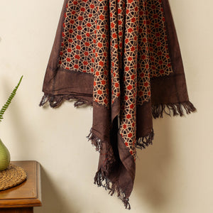 Brown - Block Print Cotton Ajrakh Handloom Towel