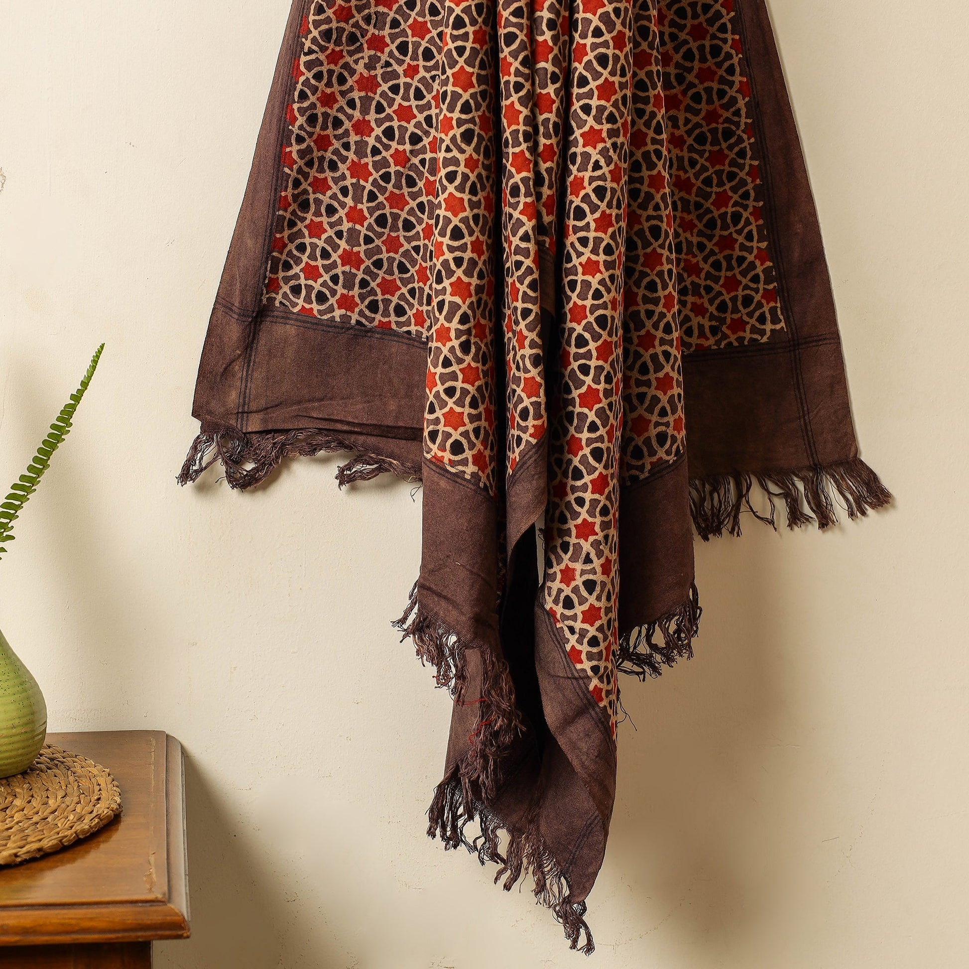 Brown - Block Print Cotton Ajrakh Handloom Towel