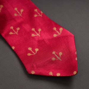 Block Printed Mashru Silk Handmade Necktie for Men