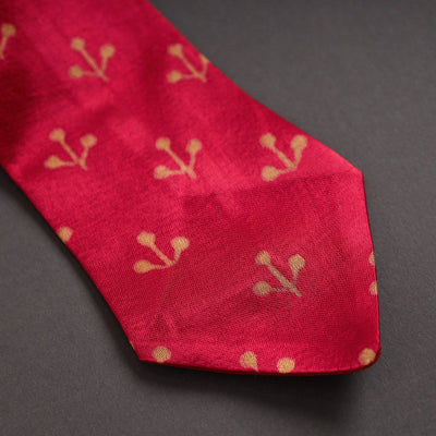 Block Printed Mashru Silk Handmade Necktie for Men