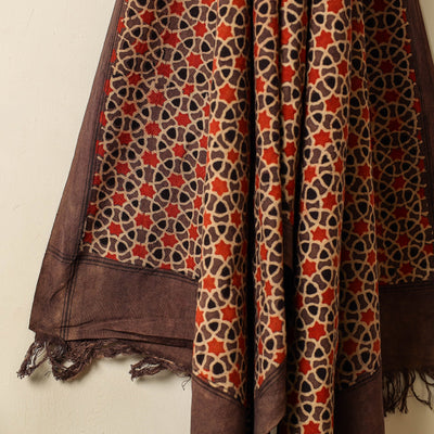 Brown - Block Print Cotton Ajrakh Handloom Towel