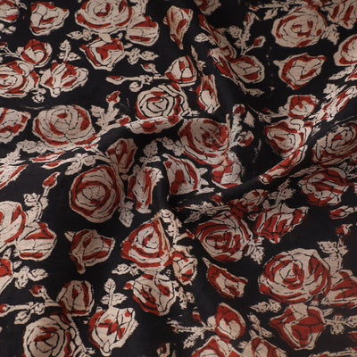 Black - Ajrakh Dabu Bagru Block Print Chanderi Silk Fabric 18
