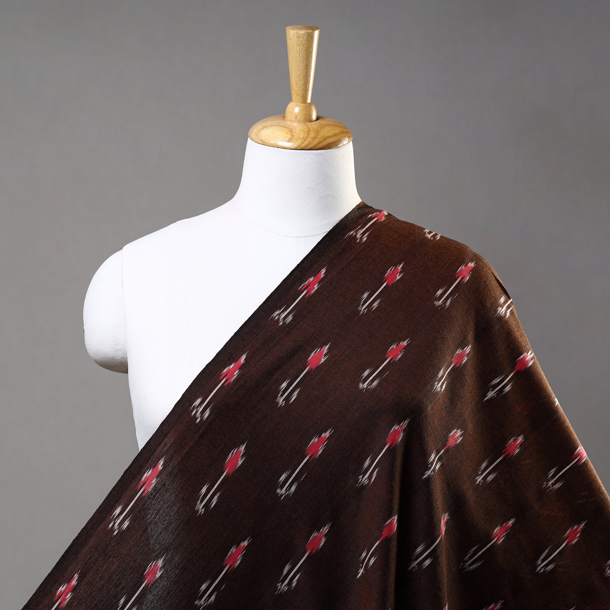 Brown - Pochampally Ikat Weave Cotton Fabric 07