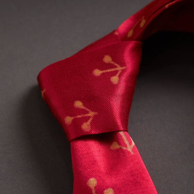 Block Printed Mashru Silk Handmade Necktie for Men