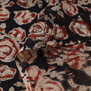 Black - Ajrakh Dabu Bagru Block Print Chanderi Silk Fabric 18