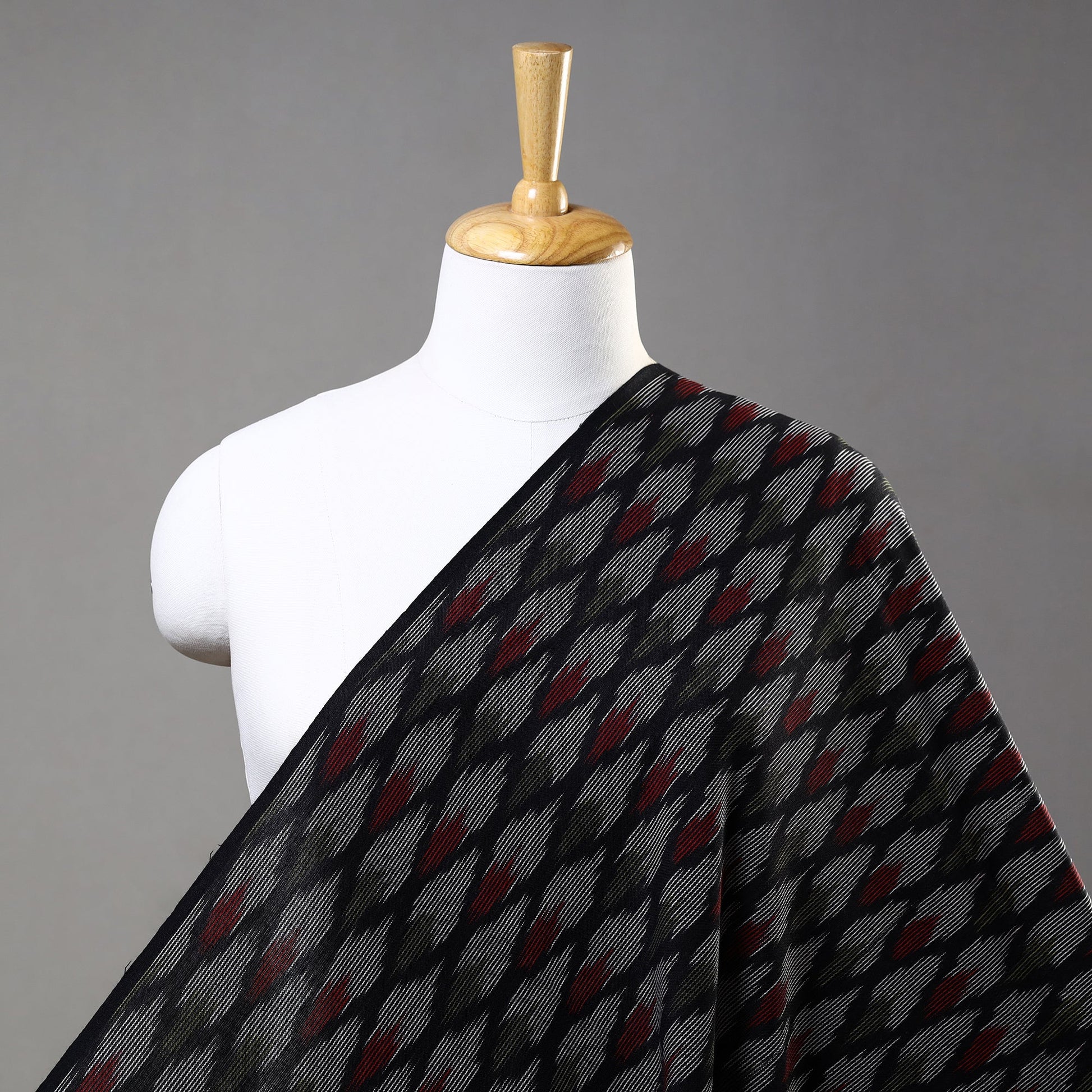 Black - Cotton Pochampally Ikat Fabric 08