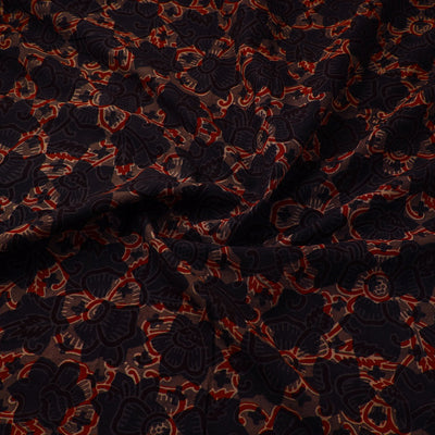 Black - Natural Dyed Block Print Cotton Ajrakh Fabric 10