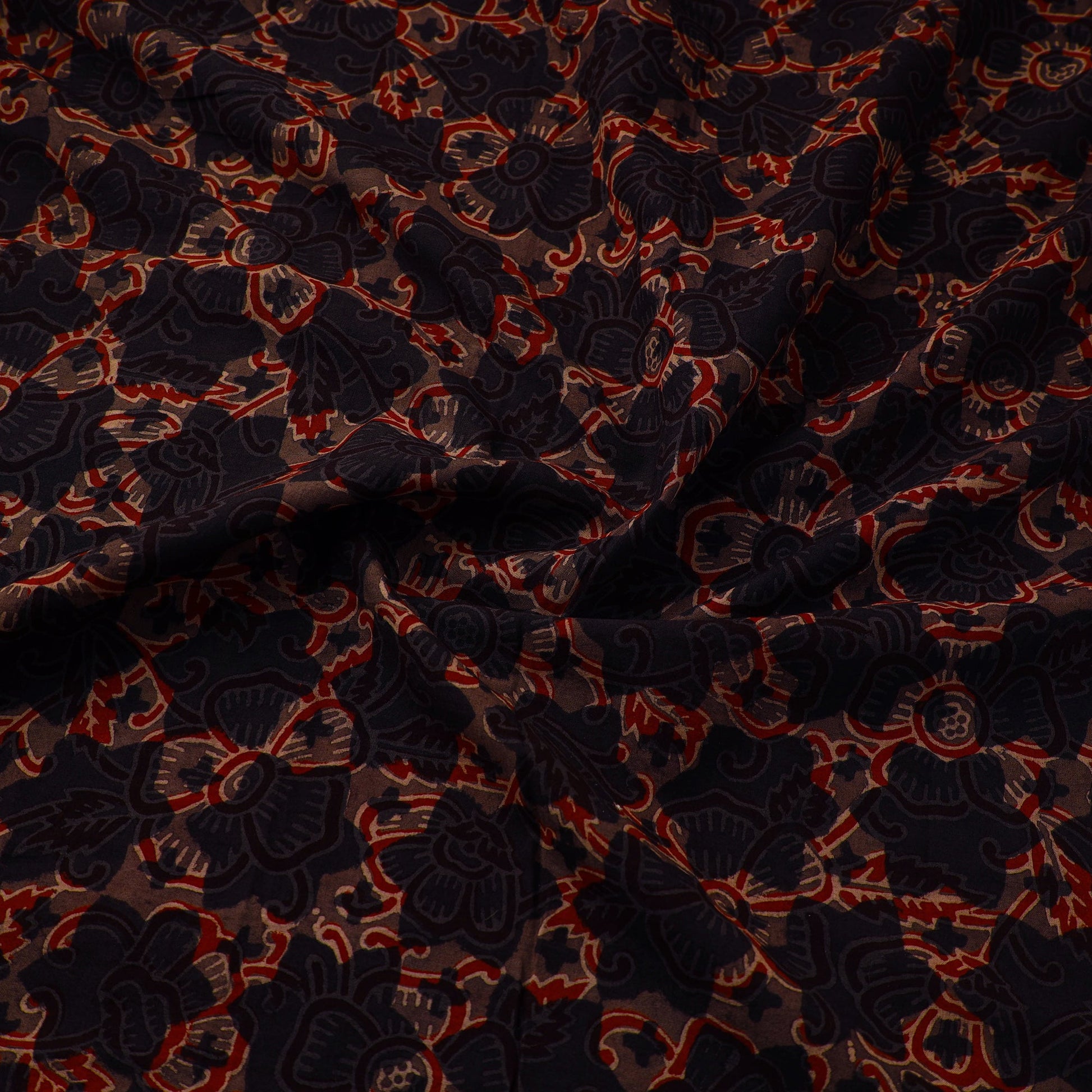Black - Natural Dyed Block Print Cotton Ajrakh Fabric 10