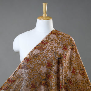 Brown - Ajrakh Dabu Bagru Block Print Chanderi Silk Fabric 09