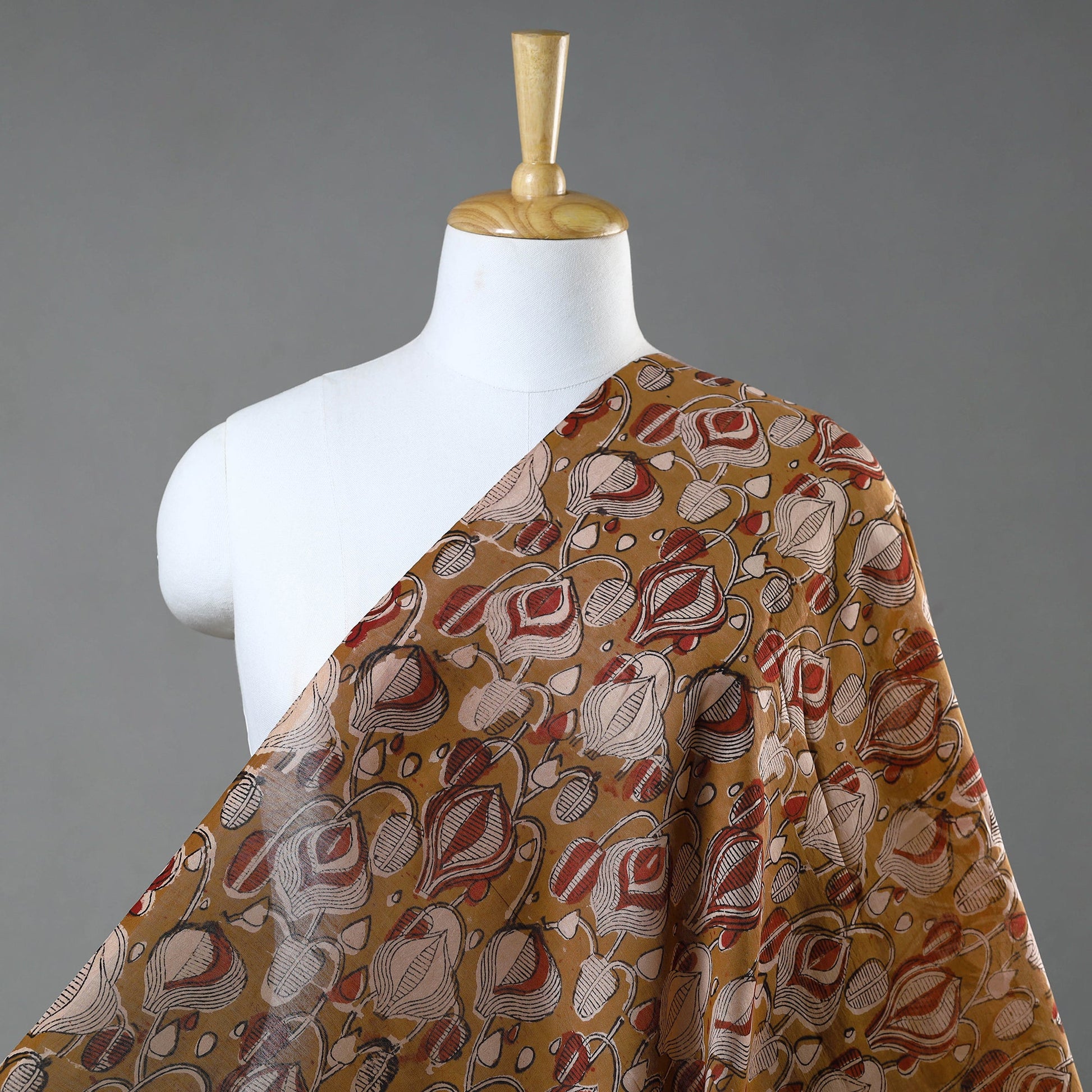 Brown - Ajrakh Dabu Bagru Block Print Chanderi Silk Fabric 10