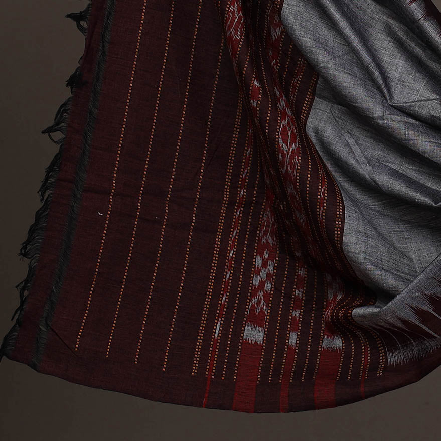 Brown - 3pc Handloom Cotton Sambalpuri Ikat Dress Material 04