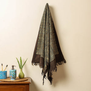 Brown - Block Print Cotton Ajrakh Handloom Towel