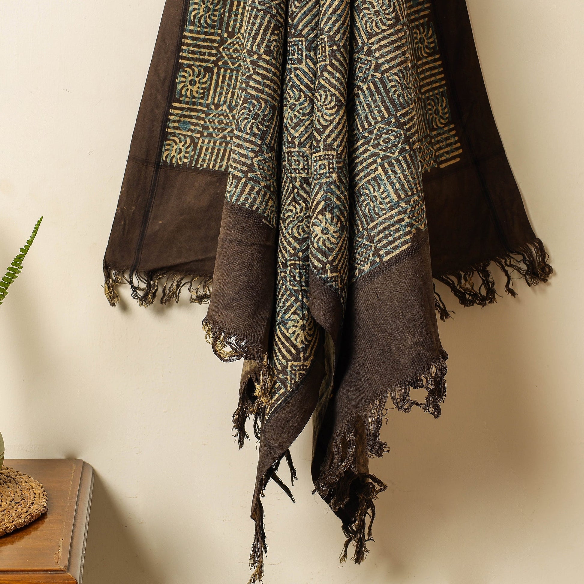 Brown - Block Print Cotton Ajrakh Handloom Towel