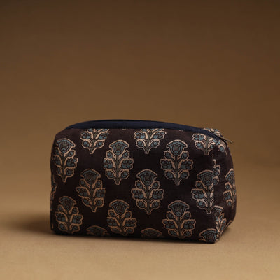 Brown - Handmade Cotton Toiletry Pouch 02