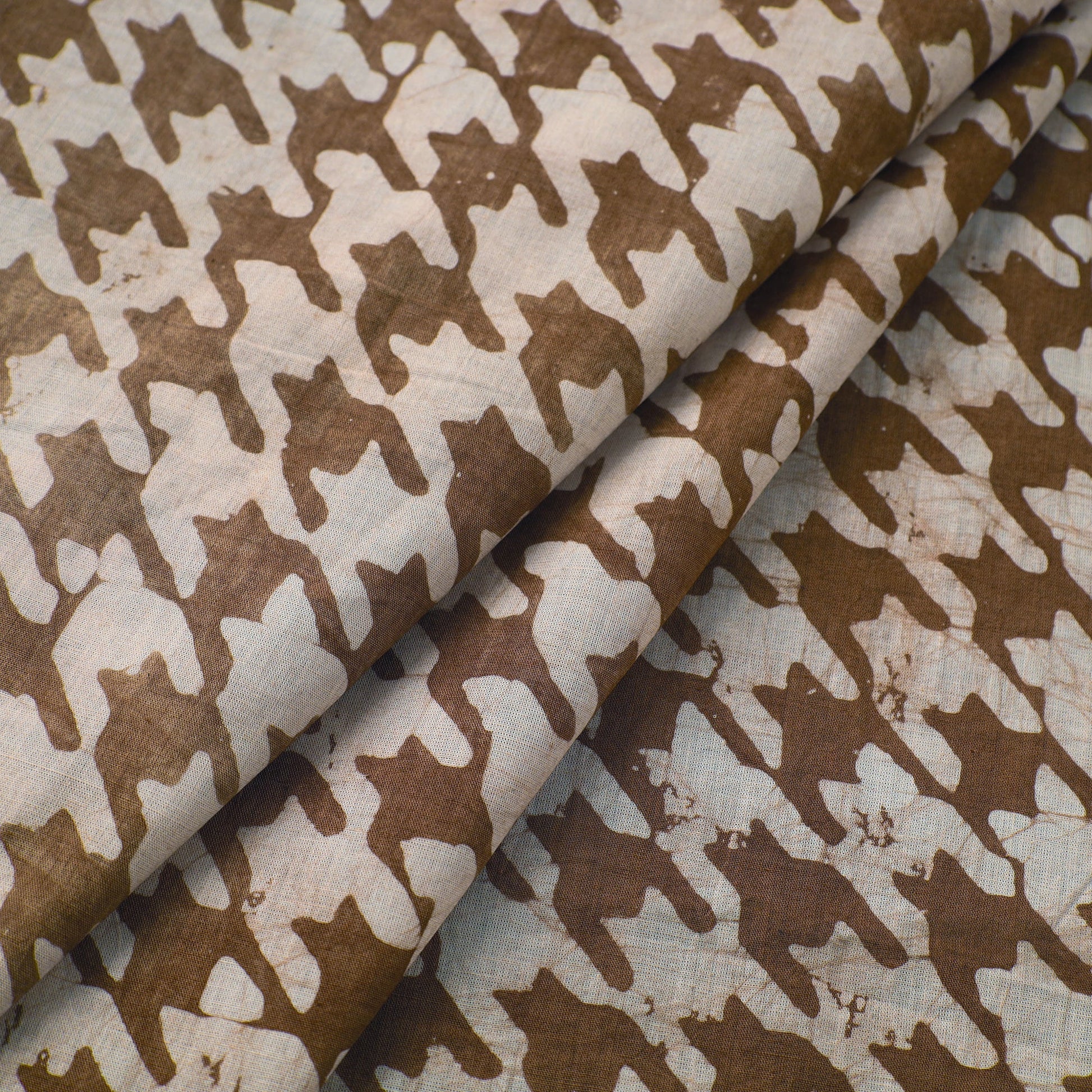 Brown - Hand Printed Cotton Batik Fabric 12