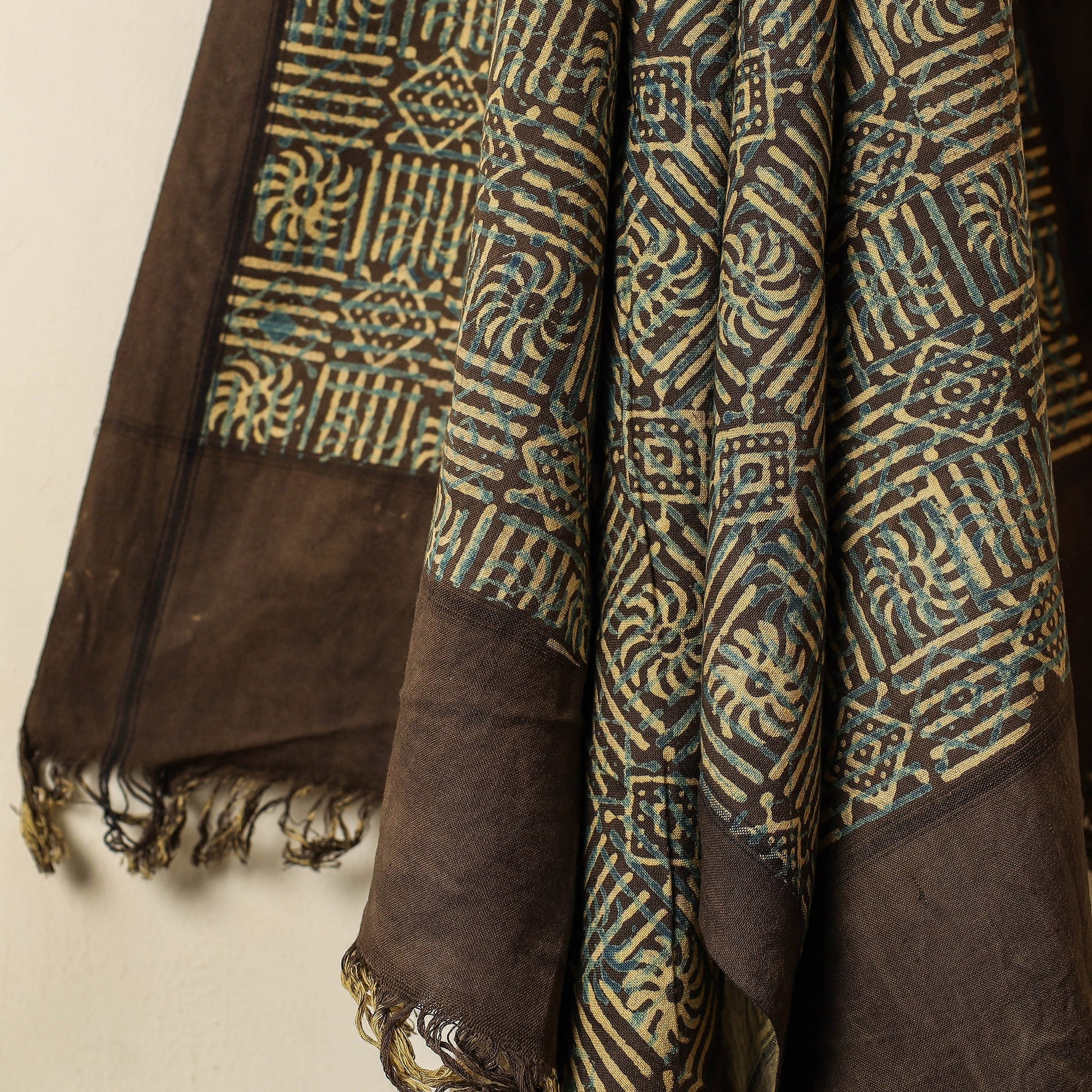 Brown - Block Print Cotton Ajrakh Handloom Towel