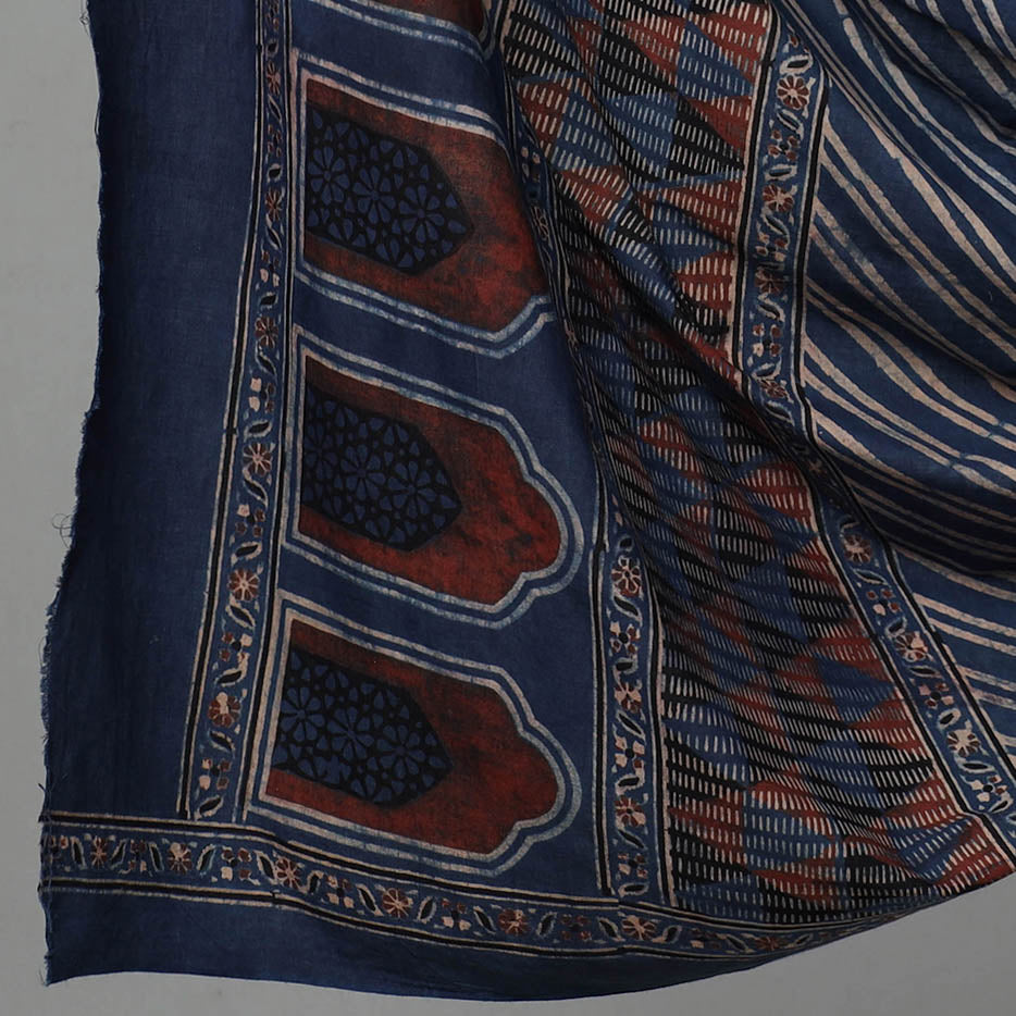 Blue - 3pc Ajrakh Hand Block Printed Cotton Suit Material Set