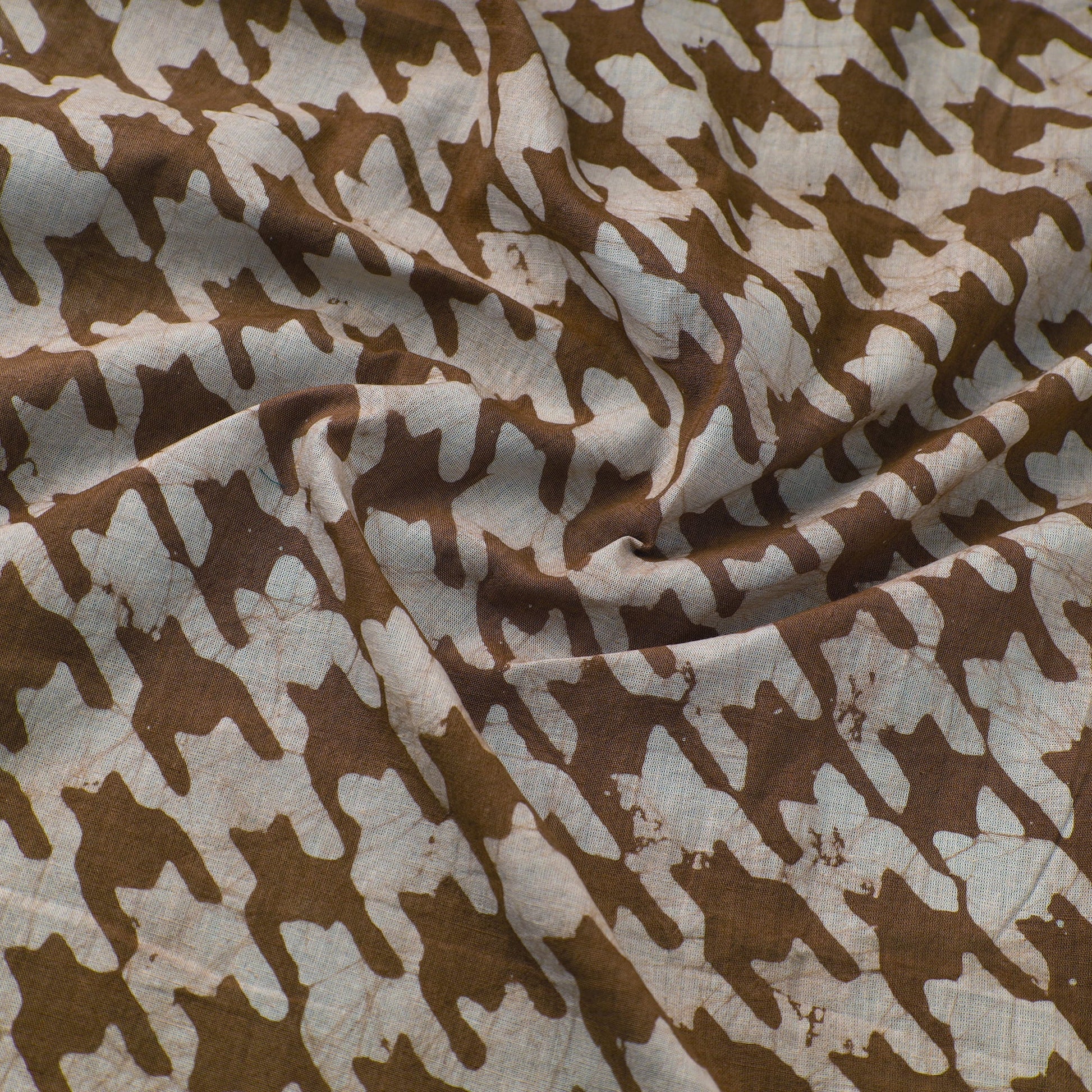 Brown - Hand Printed Cotton Batik Fabric 12