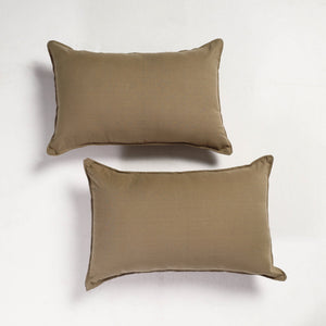 Brown - Set of 2 - Fine Cotton Handloom Pillow Covers (26 x 17 in)