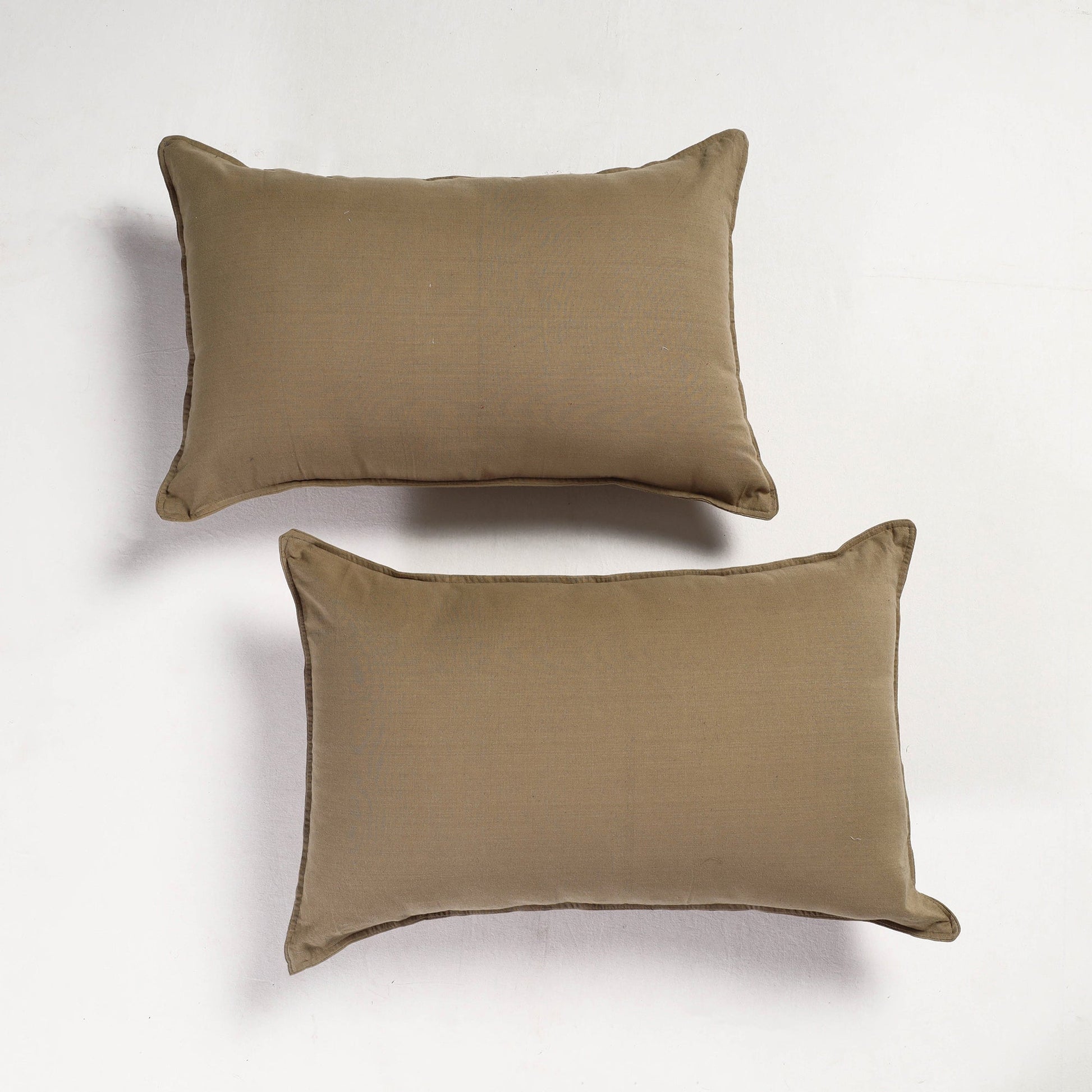 Brown - Set of 2 - Fine Cotton Handloom Pillow Covers (26 x 17 in)