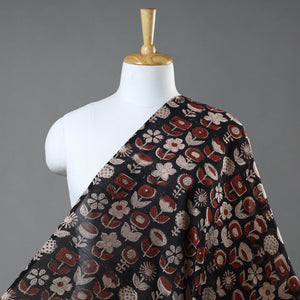 Black - Ajrakh Dabu Bagru Block Print Chanderi Silk Fabric 11