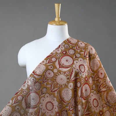 Brown - Ajrakh Dabu Bagru Block Print Chanderi Silk Fabric 12