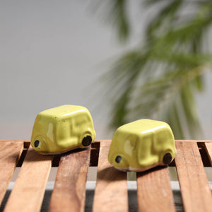 Auto Rickshaw - Handcrafted Ceramic Toys (Set of 2)