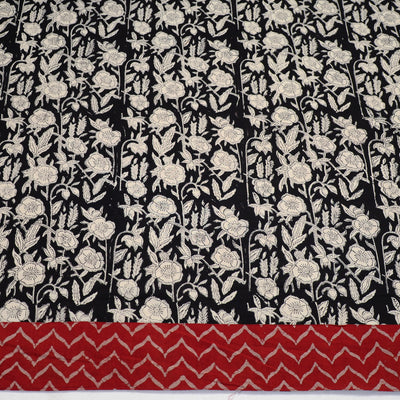 Black - Block Printed Cotton Bagru Blouse Piece 03