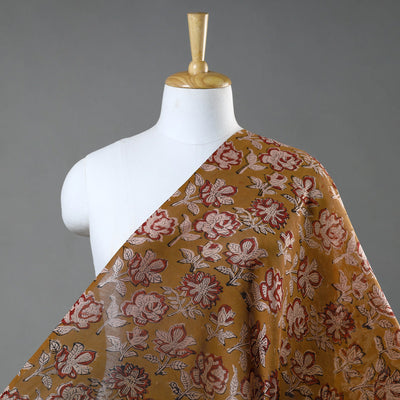 Brown - Ajrakh Dabu Bagru Block Print Chanderi Silk Fabric 14